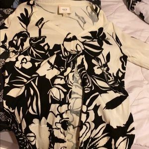 A black and white floral cardigan